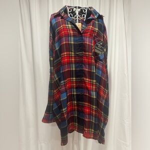 Umgee Plaid Tunic Mini With Pockets